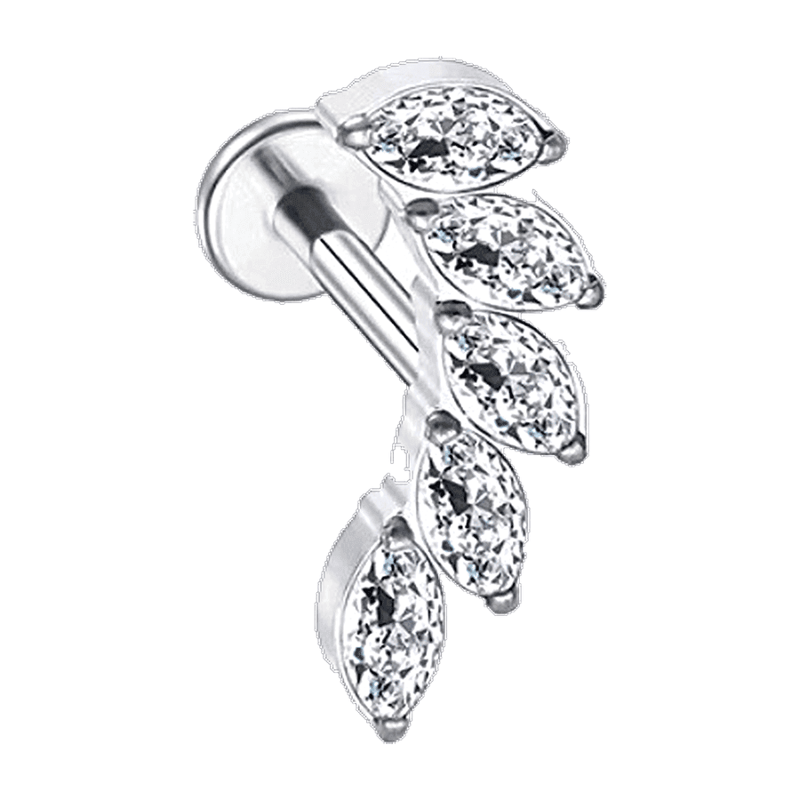 Labret Folha com Marquises - Prata