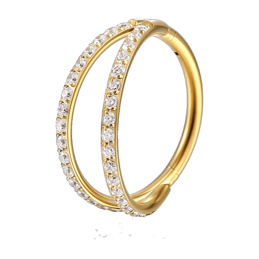 Argola Eternity Dupla com Zircônias - Ouro