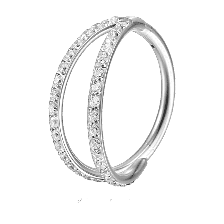 Argola Eternity Dupla com Zircônias - Prata