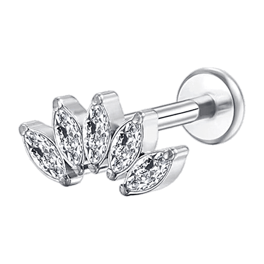 Labret Flor 5 Pétalas com Marquises (2) - Titânio