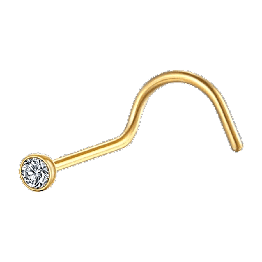 Piercing Nariz Corkscrew Zircônia Solitária (2) - Ouro