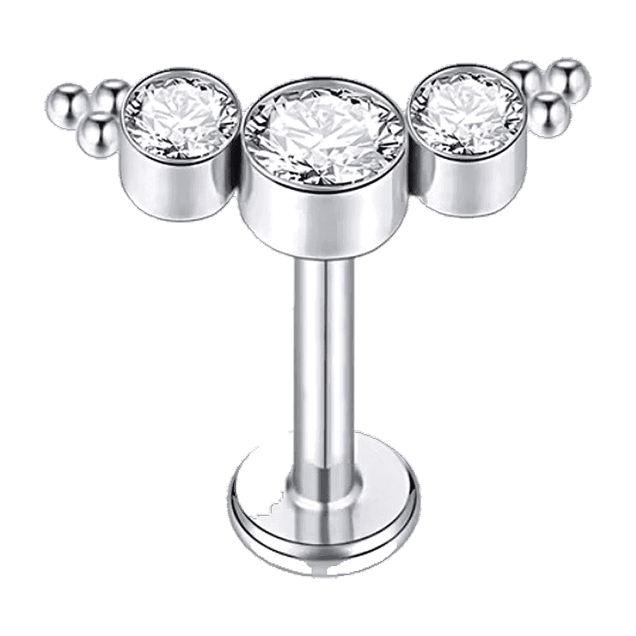 Labret Trio de Zircônias com Trinity - Titânio